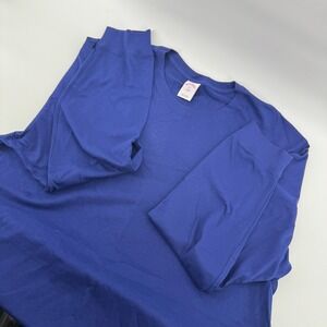 Brooks Brothers 346 Mens Long Sleeve Crewneck T-Shirt Royal Blue XXL 100% Cotton